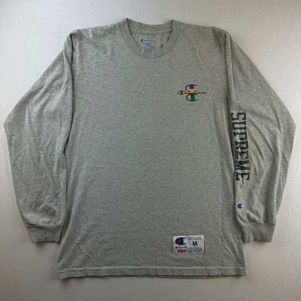 Supreme Champion Stacked C Long Sleeve T-Shirt Size M Grey